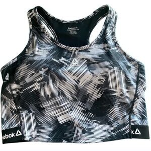 Reebok Black and White Racerback Padded Sports Bra
Size XXL